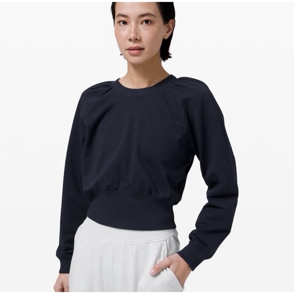 lululemon athletica Tops - Lululemon LA Puff Sleeve Crewneck Navy Athleticwear Athleisure‎